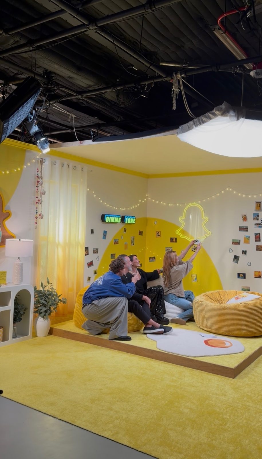 The family on set at Snapchat